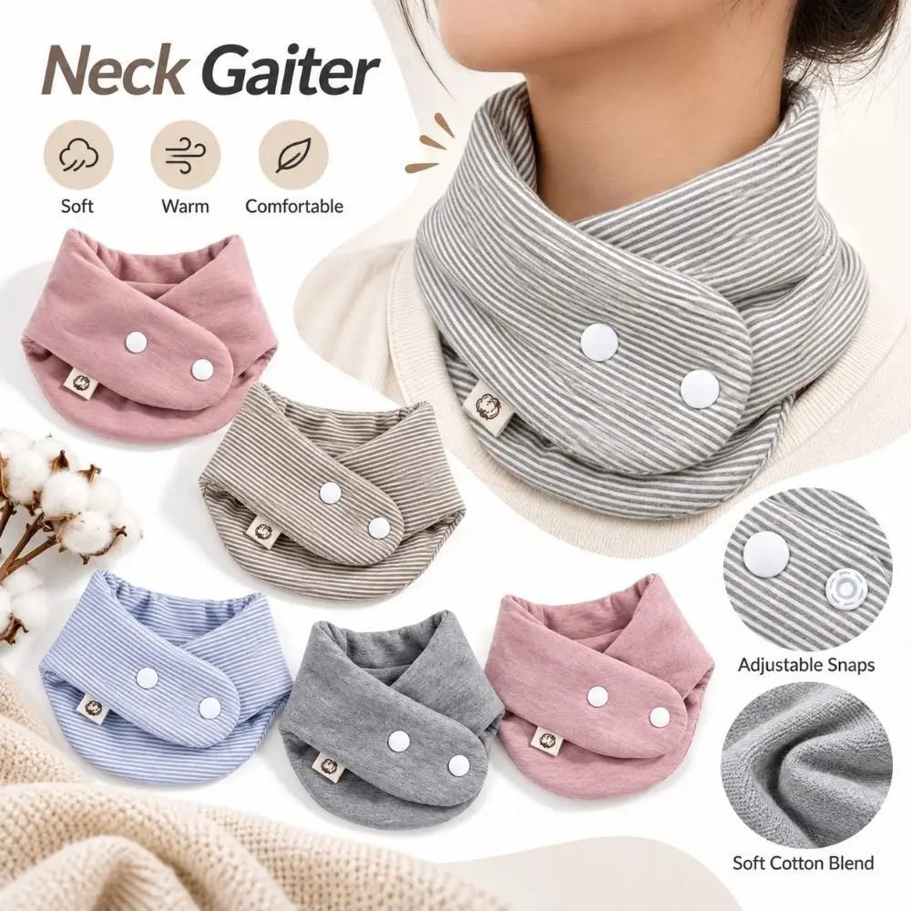 Gifts Soft Warm Cotton Neck Warmer Thickened Cotton Neck Gaiter Striped Neck Wrap Air Conditioned Room