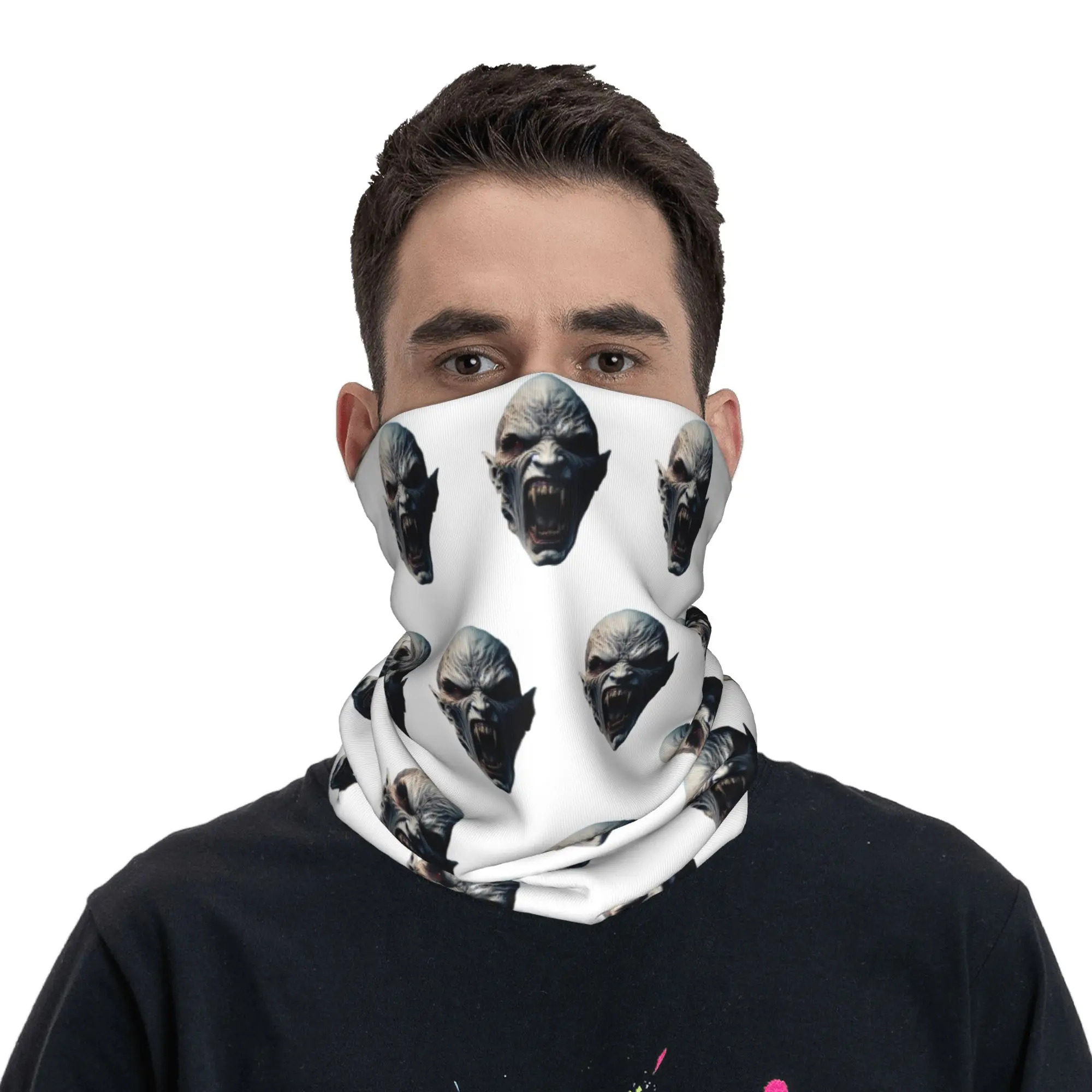 Halloween  Alien Monster Face Bandana Neck Warmer Men Women Winter Ski Hiking Scarf Gaiter  Face Cover