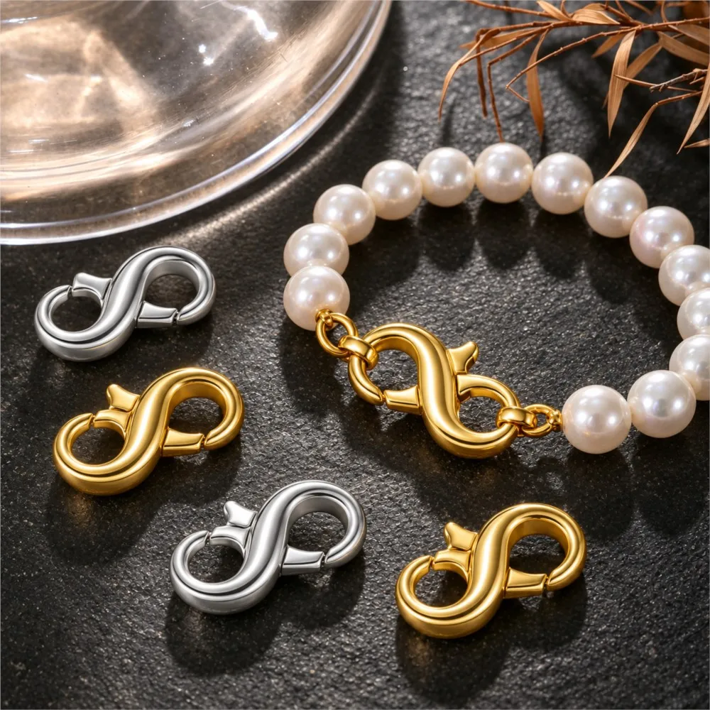 10pcs 12X6mm Figure Eight Closure Clasps Lobster Clasp For Key Ring Necklace Chain Hook DIY Accessories Jewelry Making Findings