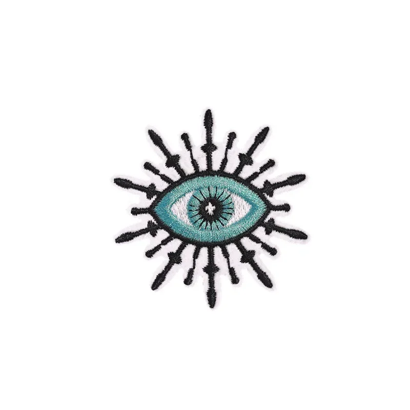 New Arrival Evil Eye Embroidery Iron on Patch Blue Eyeball Badge Ancient Eyes Emblem Thermo Adhesive Appliques for Clothing DIY