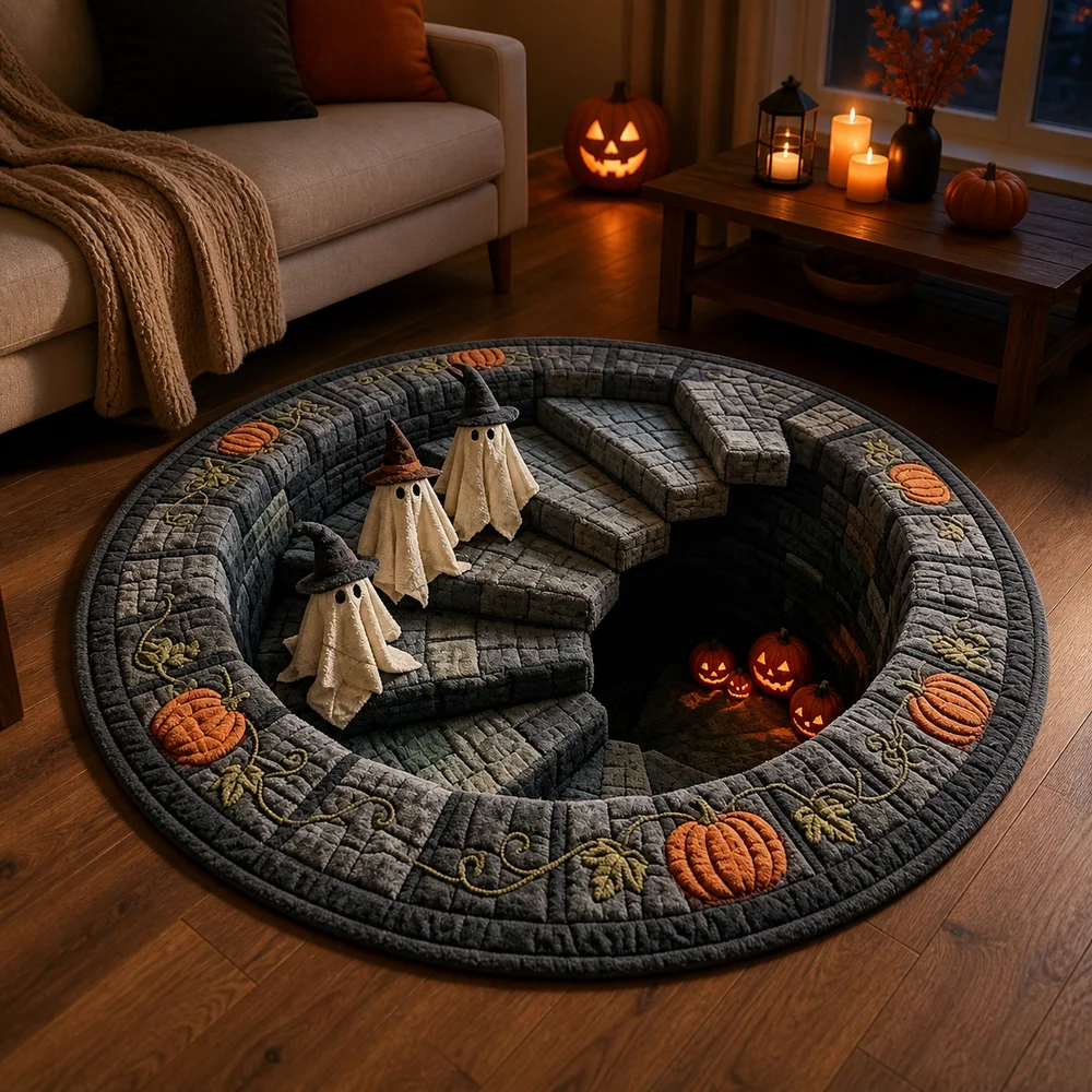 Crystal Velvet Optical Illusion Doormat Anti-Slip Backing 3D Visual Effect Round Floor Mat Round Shape Door Rug
