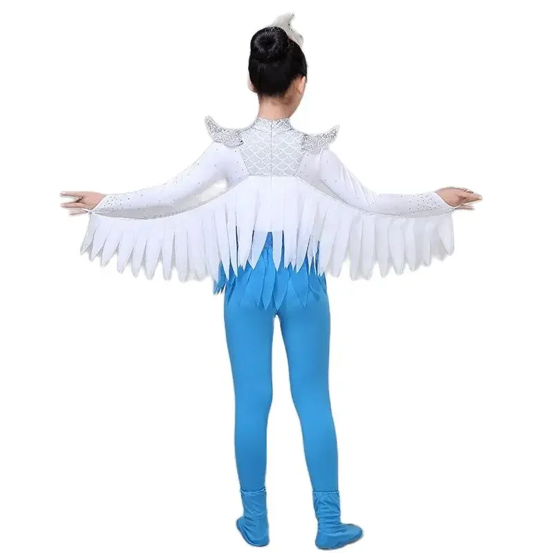 Traje do pássaro azul para crianças, desempenho do estágio, roupa de dança, roupa animal bonito, carnaval, halloween, cosplay, meninas