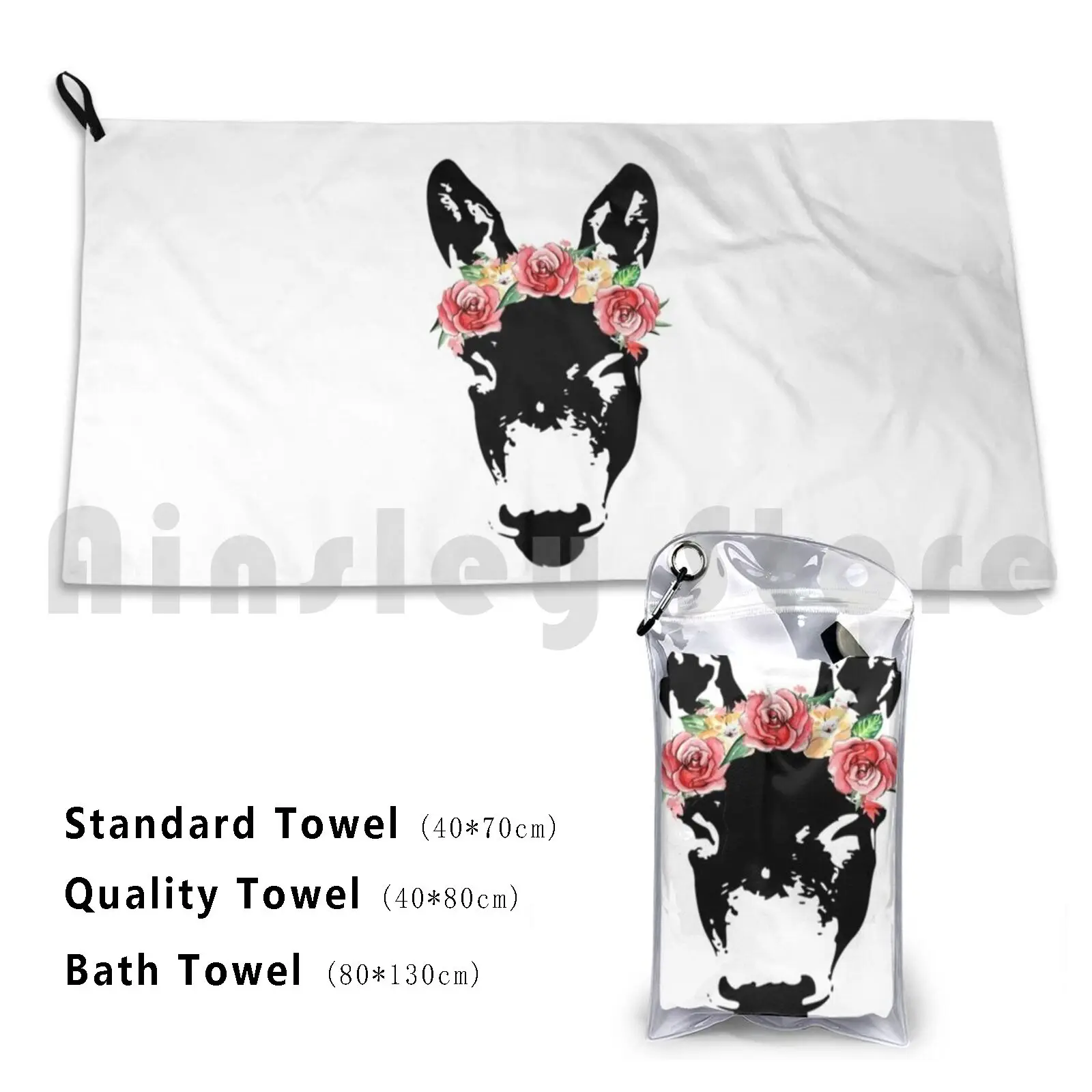 Donkey Wearing A Floral Headband , Donkey Gifts Bath Towel Beach Cushion Donkey Donkey Donkey Donkey Donkey