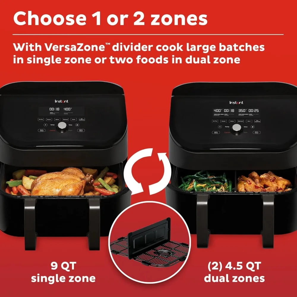 ฟังก์ชั่นหม้อทอด Air fryer, 9QT, 8-in-1พร้อมเทคโนโลยี evencrisp, crisps, broils, bakes, roasts, dehydrates, reheats, หม้อทอด Air fryer S