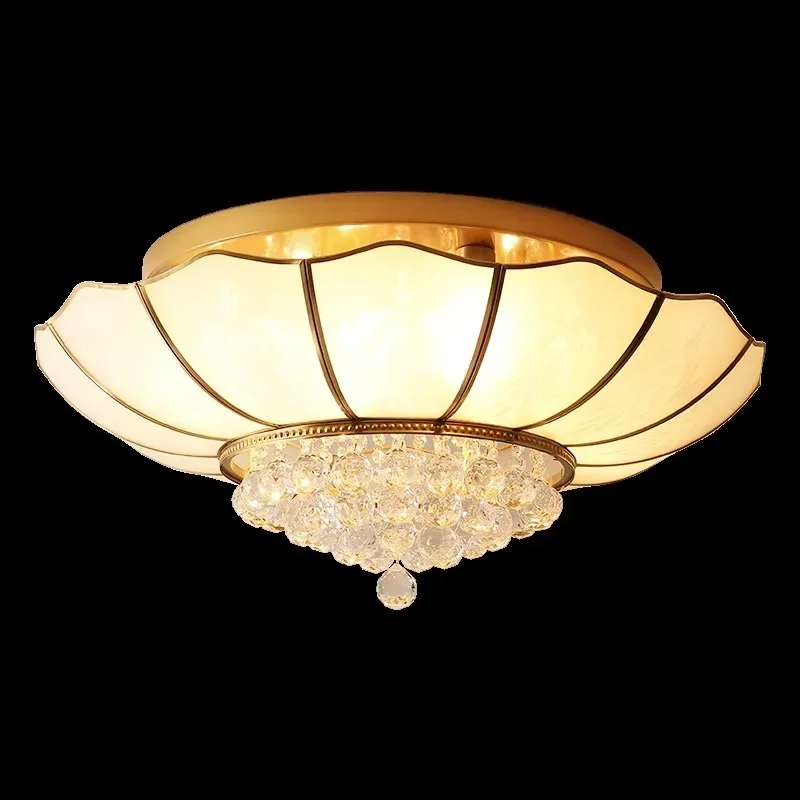 

AEJ WW Copper American Crystal Light Copper Household Living Room Simple Restaurant Creative Personality Bedroom Ceiling Light