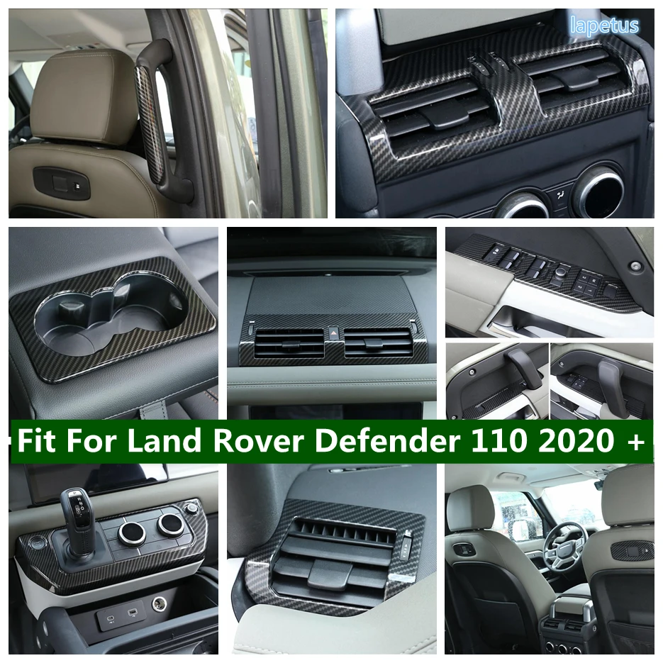 

Carbon Fiber Look Gear Shift Knob / Seat Back USB Power Socket / AC Cover Trim Interior For Land Rover Defender 110 2020 - 2023