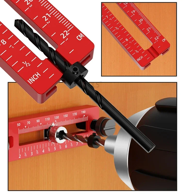 Imagem -04 - Modelo de Alça Métrica Polegada Gabarito Guia de Broca Armário Lidar com Botão Modelo Localizador Punchtool Gaveta Instalação Posicionamento Régua