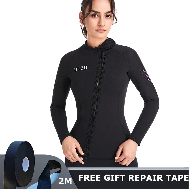 3MM Neoprene Wetsuits Top Jacket Front Zipper Winter Diving Suits Warm Swimsuit for Water Sports