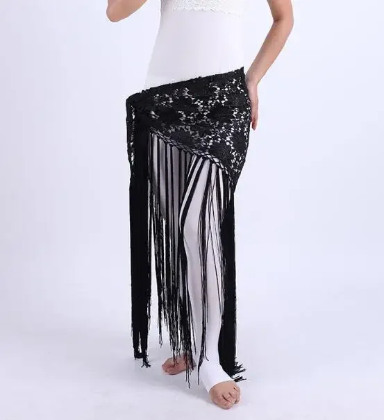 Cheap Belly Dance Clothes Women Dancewear Long Fringe Hand Crochet Triangle Belt Belly Dance Hip Scarf Sequins