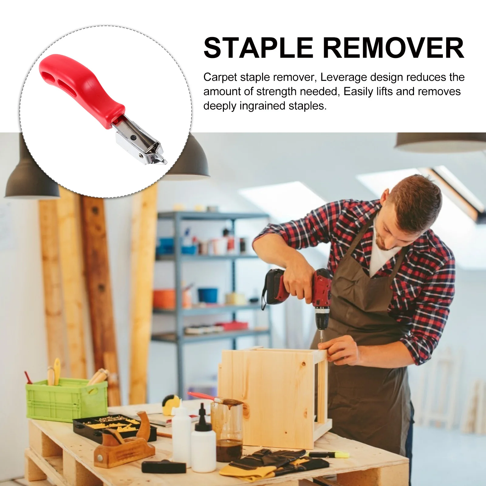 

2 Pcs Manual Nail Gun Puller Heavy Duty Staple Remover Tool Pullers Carpet Red Office