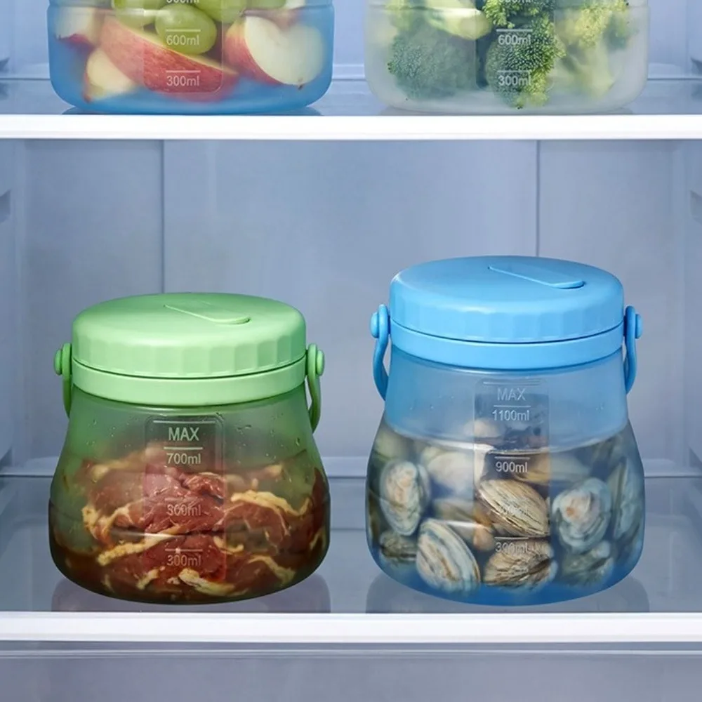 800/1200/1500ml Fresh Keeping Bucket Heat Resistant Leak-Proof Silicone Food Storage Container with Scale with Handle Kimchi Jar - view 2