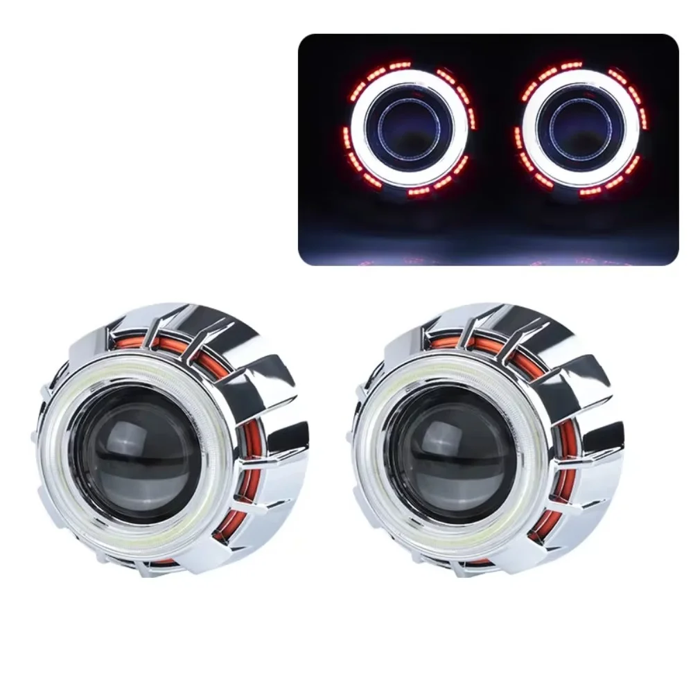 Aes 2.5 Inch H1 H4 H7 Dual Xenon Projector Lens Left Rudder Driving/Driving Double Angel Eyes-image