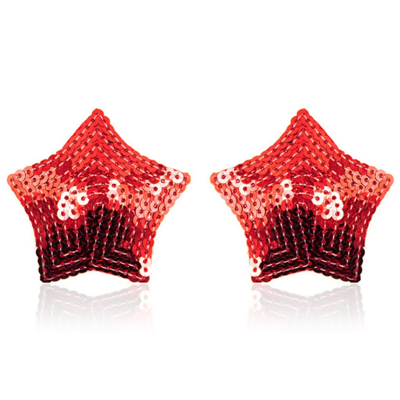 Star 2 PCS/LOT Body jewelry Sexy Nipple Cover Shape Sequined Five-pointed star Women Red nipple sticker fashion jewely