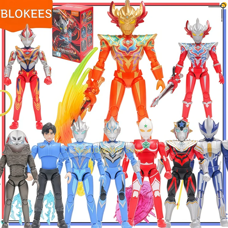 BLOKEES Ultraman  Small Particles Building Blocks Man Multi Star S Edition Third Series Taiga and Mebius Ornament Toy Gift