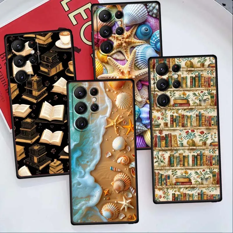 

Book Ocean Patterns For Samsung Galaxy S26 S25 S24 S23 S22 S21 S20 Ultra Plus FE 5G Black Soft TPU Cover