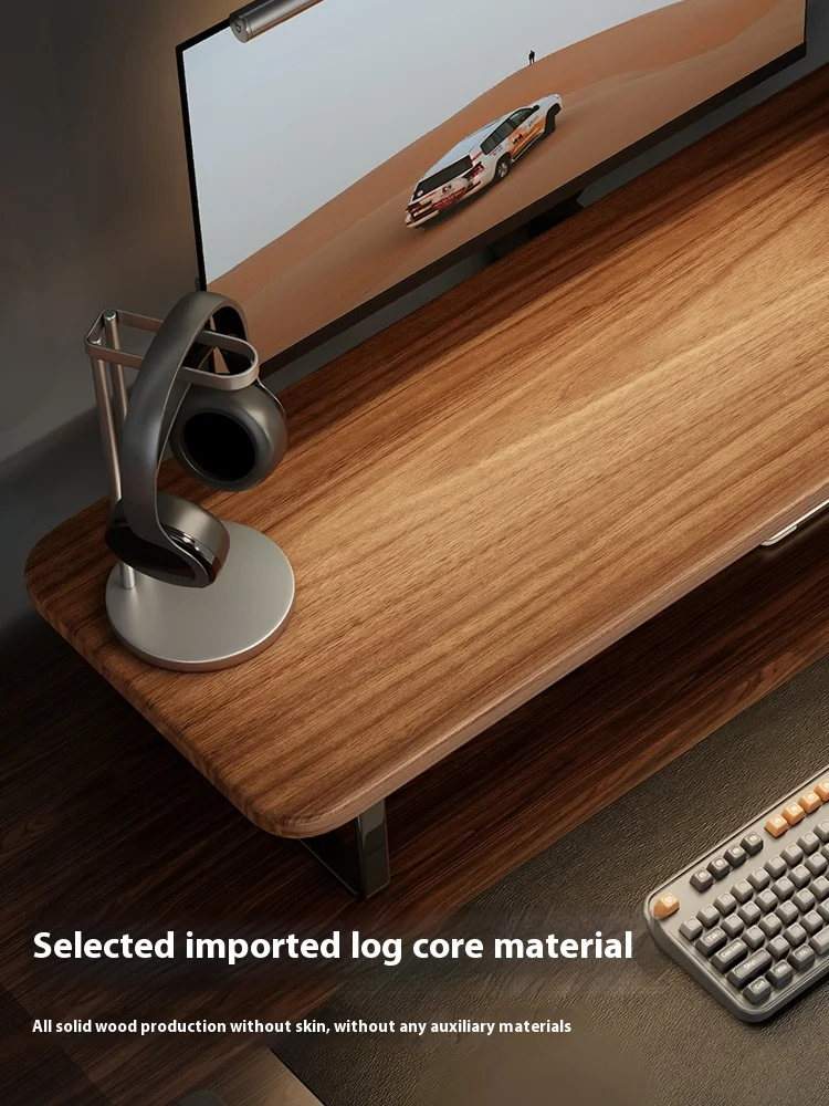 Ergonomic Solid Wood Monitor Stand - Adjustable Desktop Riser For Home Office & Gaming Setup - Laptop Shelf With Storage Space