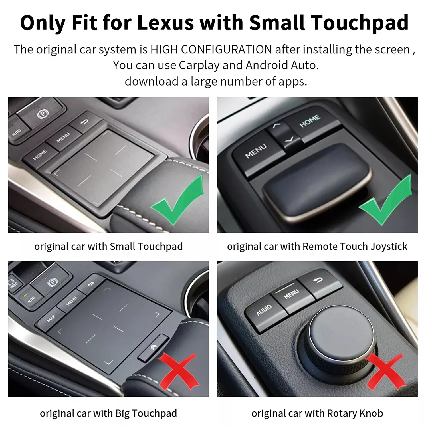 سيارة لاسلكية CarPlay Airplay مع عصا التحكم/لوحة اللمس الصغيرة لكزس NX ES UX iS CT RX GS LS LX LC RC 2014-2020