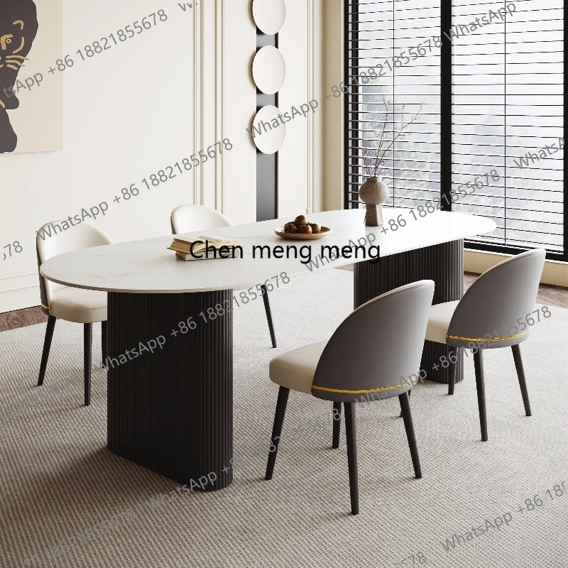 

Dressing Coffee Sedentary Center Dining Table Light Luxury Modern Simple Household Minimalist Oval Rock Slab Home Furniture