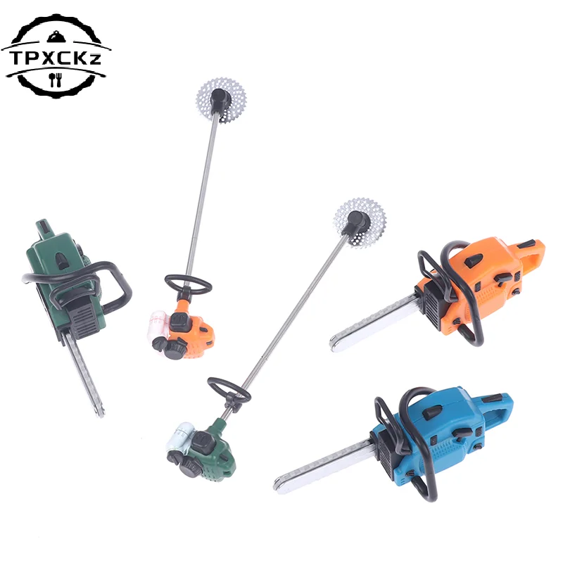 Unassembled Dollhouse Chain Saw Lawn Mower Model Simulation Repair Tool Saw 1:12 Dolls Houses Miniature Furniture Accessories