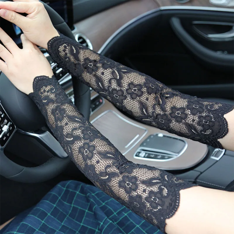 

1 Pair Women Long Lace Gloves Fishnet Mesh Fingerless Mittens Fashion Lady Cycling Drive Breathable Arm Warmers Accessories