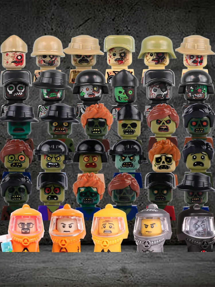 Figurines d'action de Vampire d'horreur d'halloween, bloc de construction, château médiéval, chevalier, squelette, soldat mort, armes de pistolet, briques de survivant, jouet