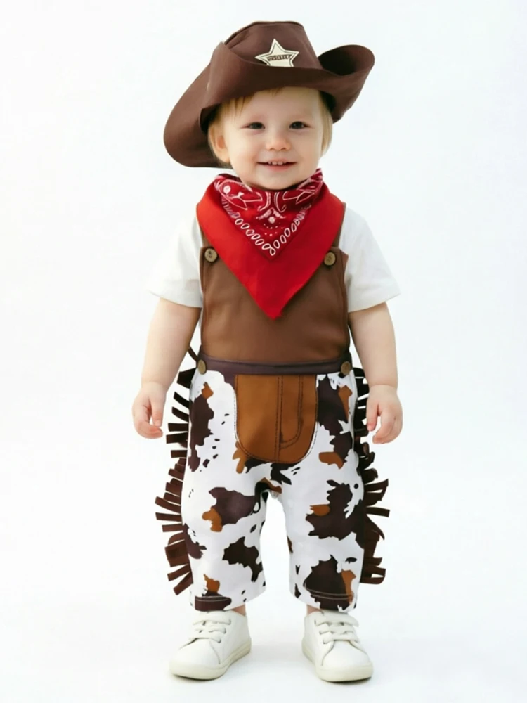 Umorden cowboy vaca menino traje macacão para bebês meninos da criança infantil halloween natal festa de aniversário cosplay vestido extravagante