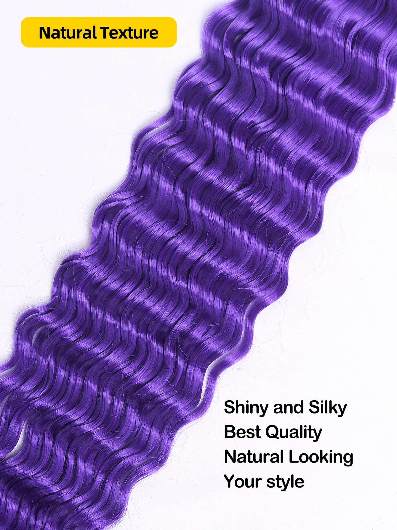 Purple Deep Water Ripple Wig  30 inch Crochet Braids Hair Women\'s Synthetic Fiber Wig  Suitable For Cosplay holidays