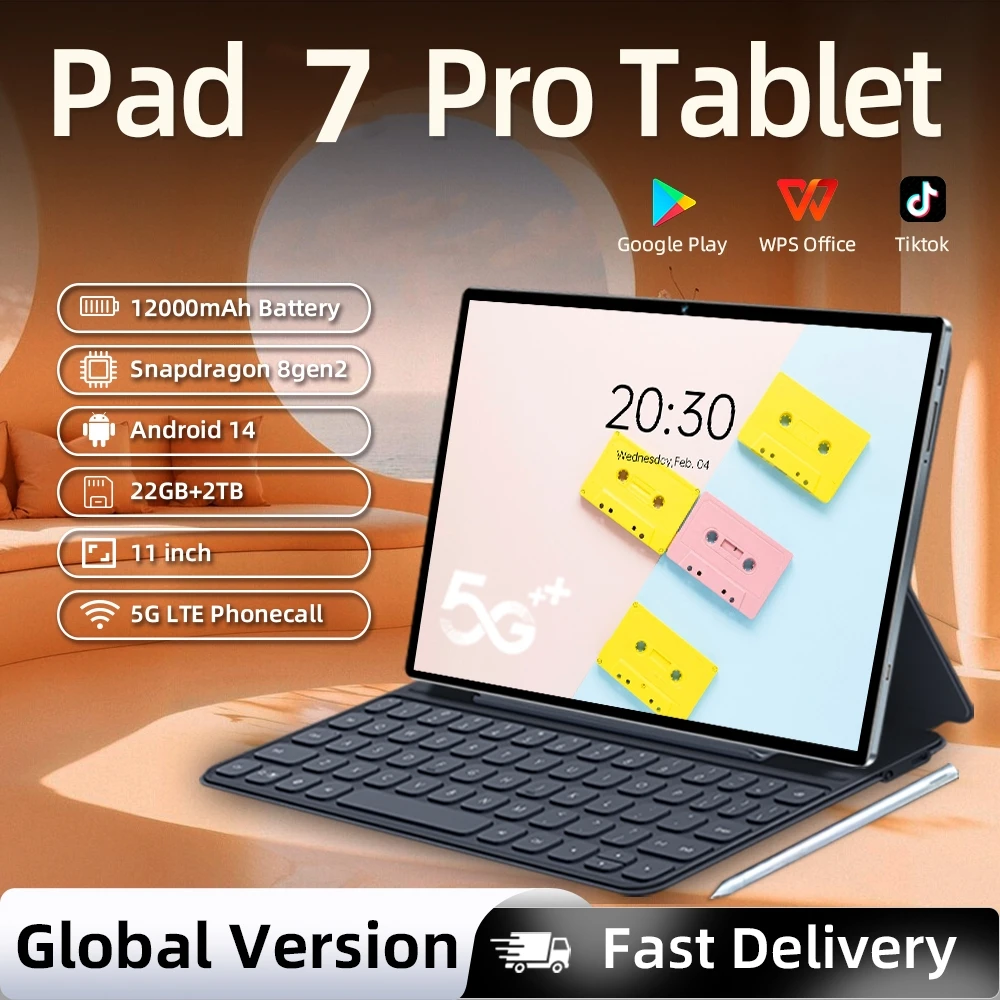 Tablet Pad 7 PRO 2026 Versión Global de 11 Pulgadas, Android 14, 16GB, 1TB, 12000mAh, 5G, WiFi Dual, Llamadas Telefónicas, Google Play, Tablet PC Portátil 4K HD