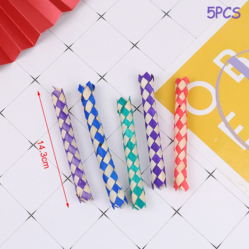 5PCS Creativity DIY Finger Traps Classic Natural Chinese Bamboo Fingers Trap Replacement Popits Tube Toys