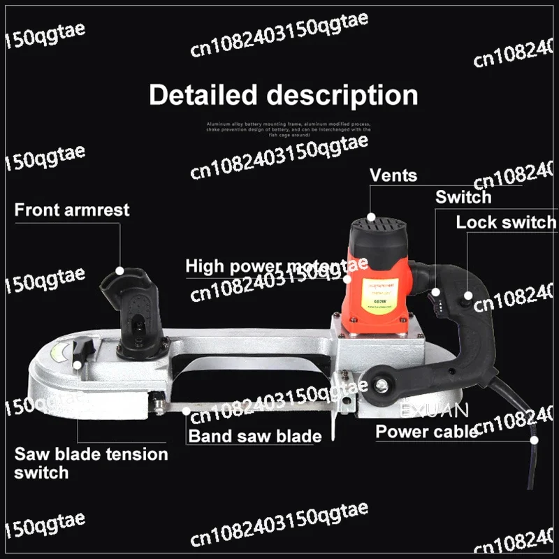 Portable Band Saw Machine High Quality Band Saw Machine Multifunctional Horizontal Small Sawing Machine 220V 680W