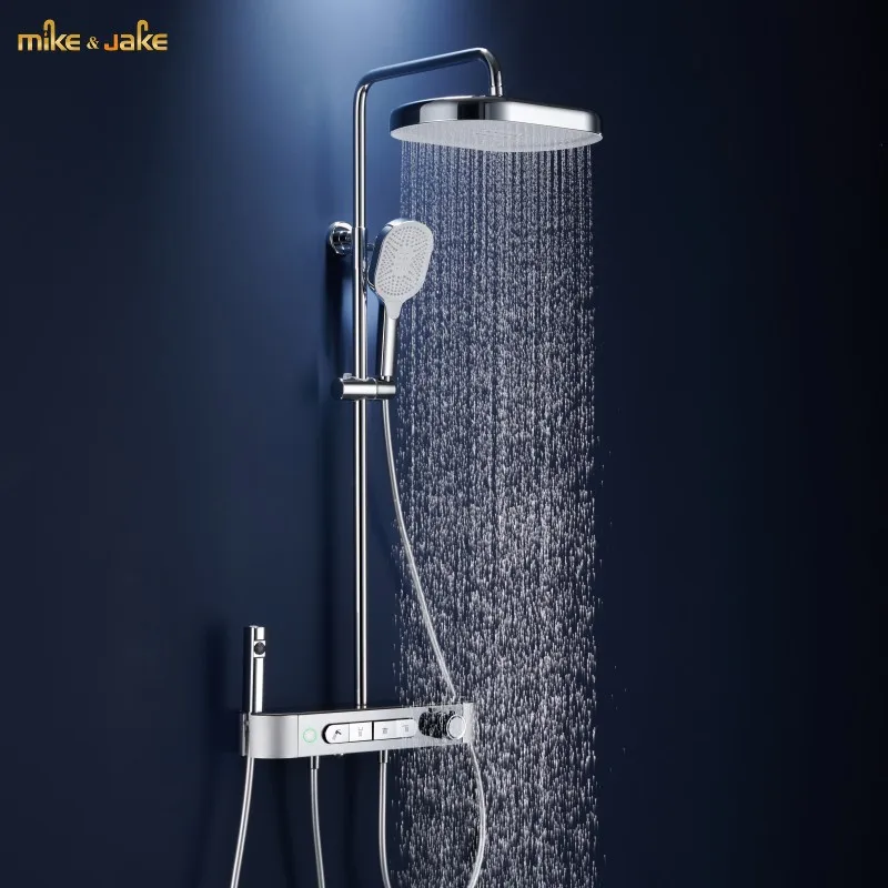 

Luxury rainfall thermostatic shower set bathroom rainfall shower mixer bath shower faucet big shower tap