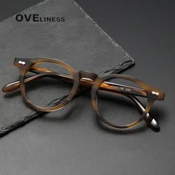 2025 Acetate Titanium Glasses Frame Men Women Vintage Round Prescription myopia Eyeglasses frames Optical Spectacles Eyewear