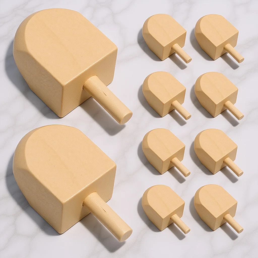 10개입 하누카 나무 드레이델 무도색 천연목 DIY 프로젝트 공예 파티 선물 회전 장난감 교육용