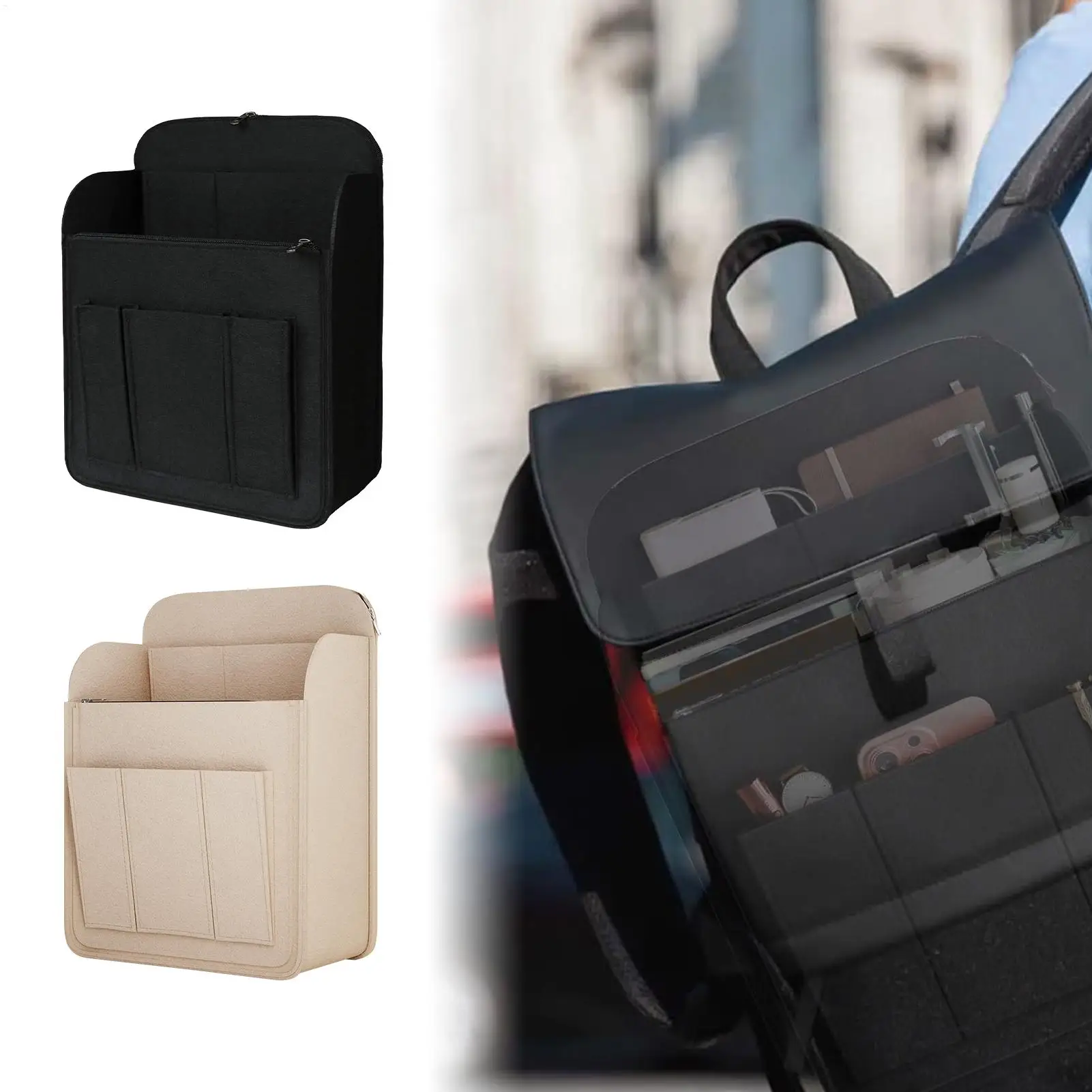 Backpack Insert Organizer Felt Storage Phones Bag Small Backpacks Insert Pockets for Bottles Umbrellas Cosmetics Phones