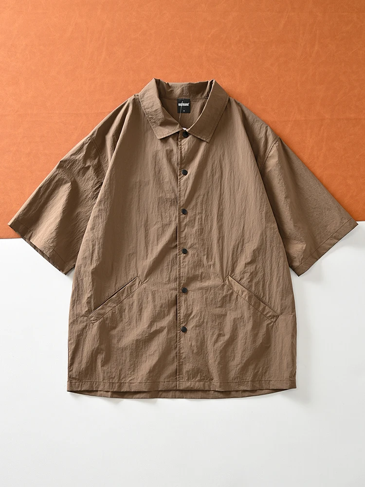 Loose Fit Short Sleeve Open Cardigan Style Jacket Thin Summer Men's Shirt Outdoor Casual Pure Color ODM Order Mountain Series