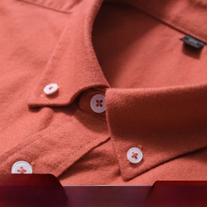 

Cotton Flannel Waed Long Sve irt Men's Busin Casual All-Match Pure Color irt Stand Fit Garage Man Brand