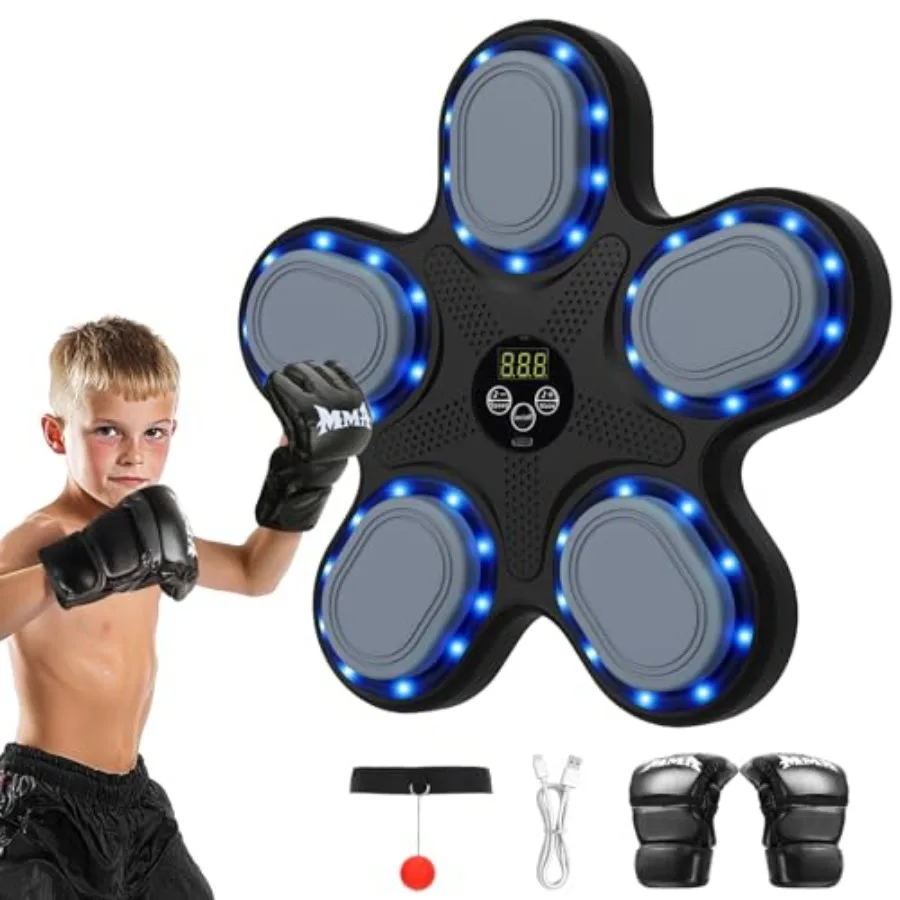 Smart Music Boxing Machine with LED Electronic Wall Mounted for Indoor Workout Training Interactive Fitness Equipment with Prem