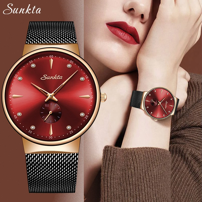 Sunkta Women Watches Brand Luxury Watch for Women Fashion Ladies Quartz Watches Waterproof Wristwatch Female Clock Montre Femme