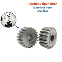 Pinion Spur Gear 1M 12T-25T Metal Transmission Motor Gear 45# Steel 1 Modulus 12 13 14 15 16 17 18 19 20 21 22 23 24 25 Teeth