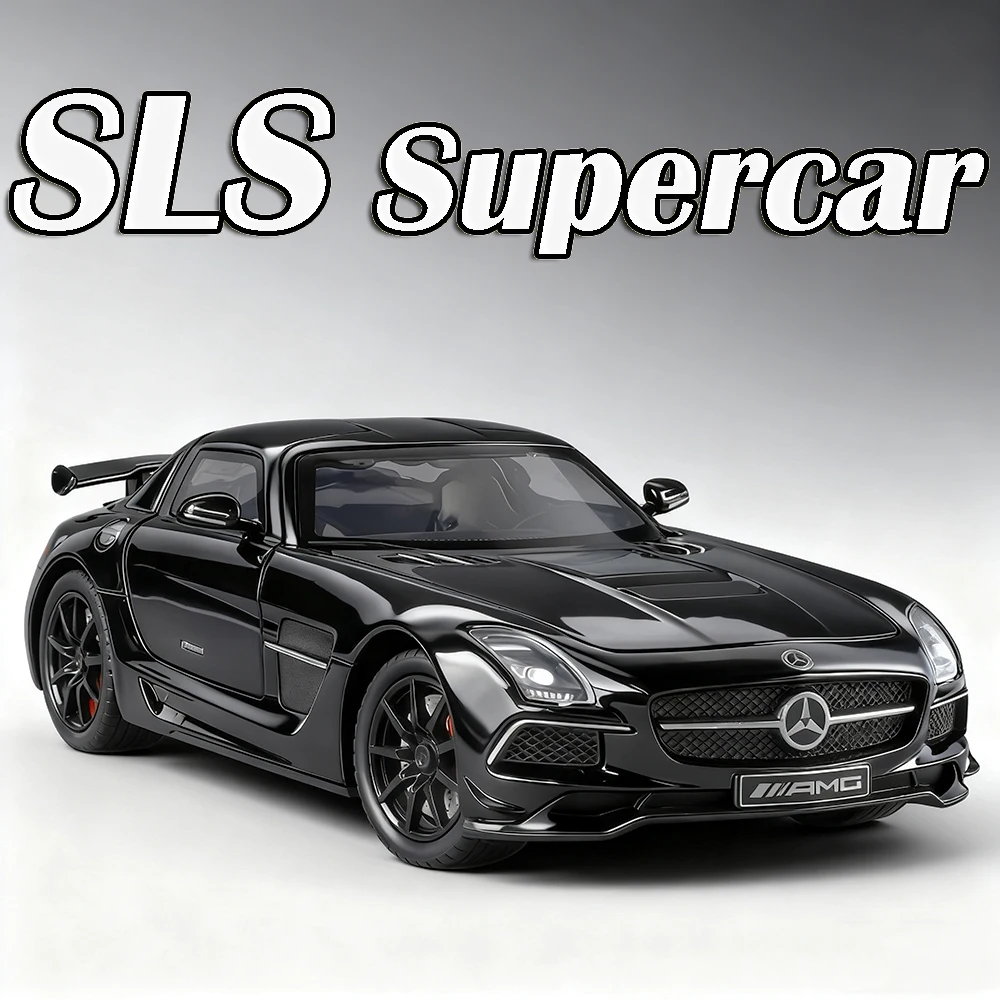 รถโมเดลของเล่น SLS SLR 722S ขนาด 1:24 รถสปอร์ตจิ๋ว ผลิตจากโลหะ ประตูเปิดได้ พร้อมระบบกันสะเทือน เสียงและไฟ ของขวัญคริสต์มาสสำหรับเด็ก