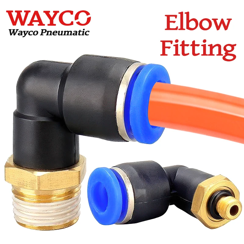 5PCS Pneumatic Elbow Fitting Connectors Push In Connection for Air Tube Hose OD 4mm 6mm 8mm 10mm 12mm M5 1/8 1/4 3/8 1/2 Thread