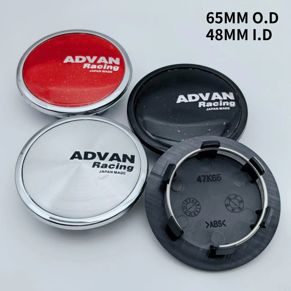 

4pcs JDM Advan Logo Badge Car Wheel Center Caps 65mm (48mm I.D) Accessories for Porsche Wheels Hub Lid Rim Hubcap Cover Replace