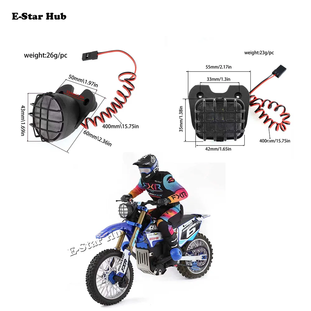 Retro Round Roof Light Cross-country Searchlight Headlight Spotlight for  LOSI 1/4 Promoto-MX RC Remote-controlled Motorcycle