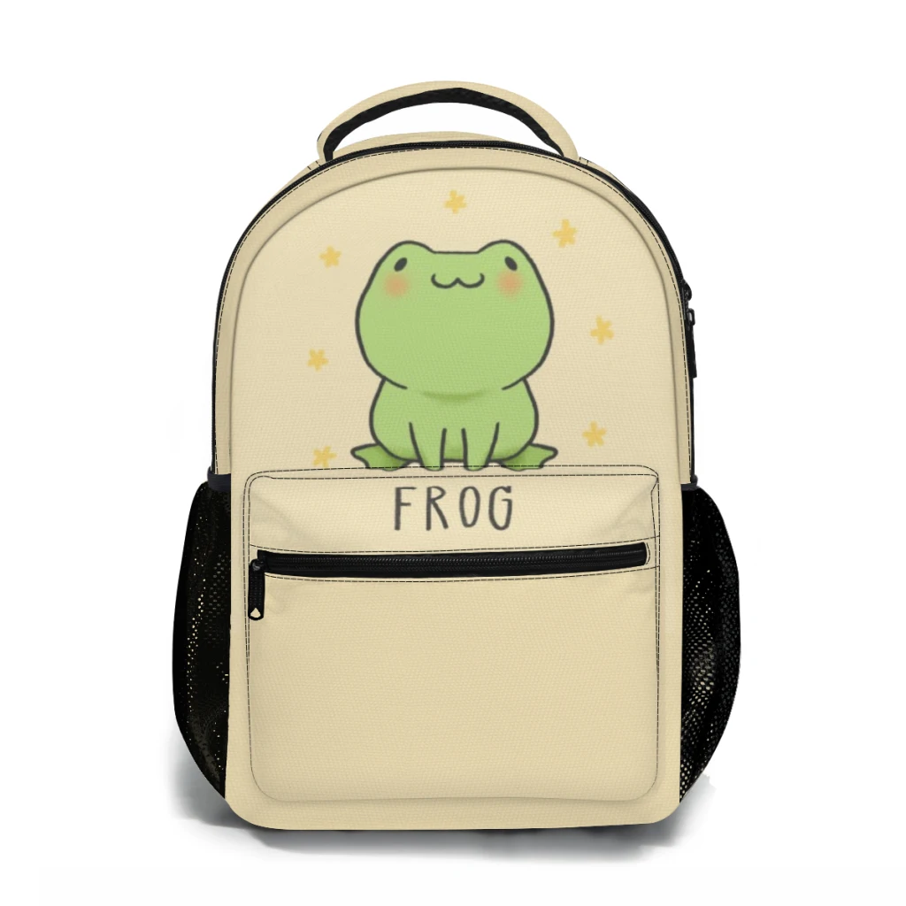 

Cute Frog New Female Fashion boys High Capacity Waterproof College Backpack Trendy Girls Laptop School Bags 17inch ﻿ ﻿