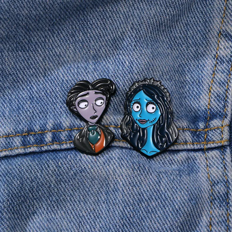 4 قطعة كورالاين والباب السري هالوين الرعب الكرتون المينا دبابيس بروش معدني شارة مجوهرات الأزياء على ظهره الإكسسوارات الهدايا #3