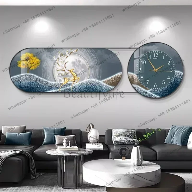 YJ Room Clocks Watchs Wall Clock Poster Pictures Wall Decoration Posters Decorative Painting Modern Luxury Home Decor Items Watc