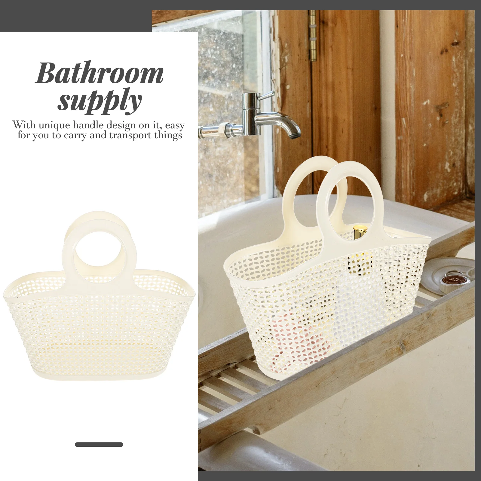 

2pcs Unique Toiletry Basket Portable Bathroom Storage Basket With Handle Large Capacity Shower Accessory Household Home Storage