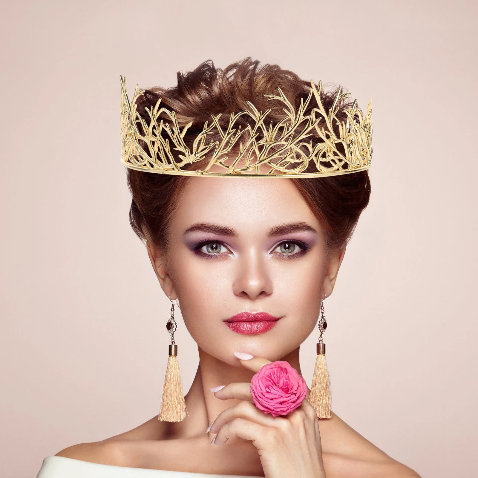

Gold Wedding Crown Headpiece Groom Bride Accessories Metal Vintage King Hair Bridal Ceremonies Hairstyle Styling
