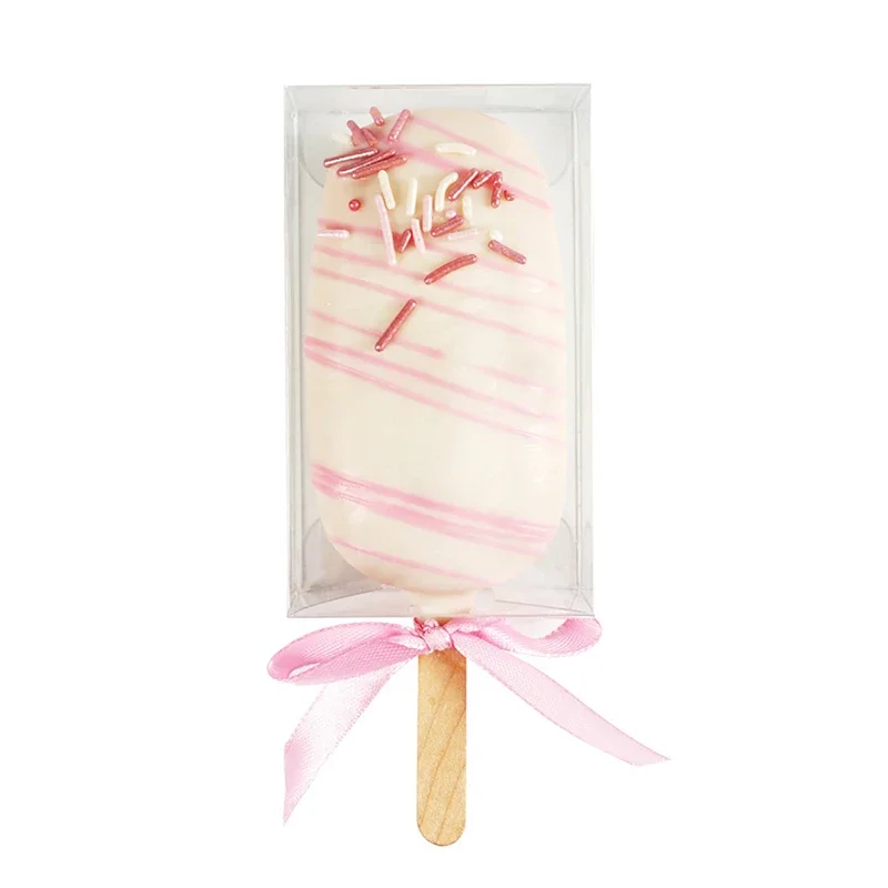50 قطعة Cakesicle صندوق شفاف الآيس كريم على شكل كعكة أداة زخرفة صناديق بلاستيكية قابلة للطي للزينة كعكة Packaing