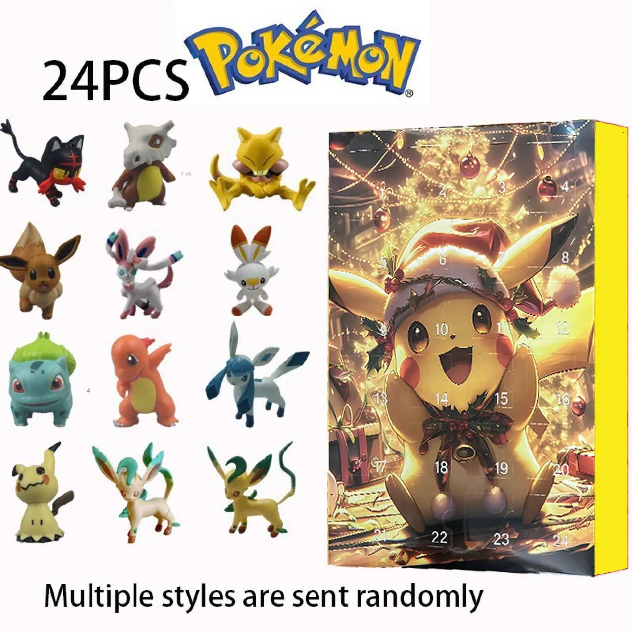 2025年 ポケモン 24日間アドベントカレンダー 新年 クリスマス ブラインドボックスセット 24個入り コレクタブルフィギュア ホリデーカウントダウンギフト